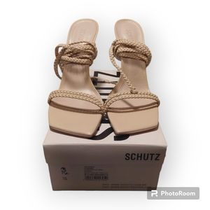 Schutz Jada Braided Sandals Egg Shell 11B NWT